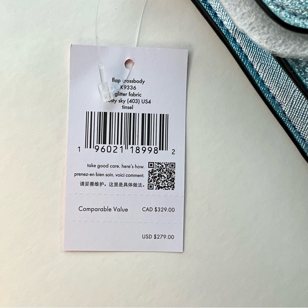 👜NWT Kate Spade Tinsel Flap Crossbody, retail $279, blue sparkle💙 - Picture 3 of 6